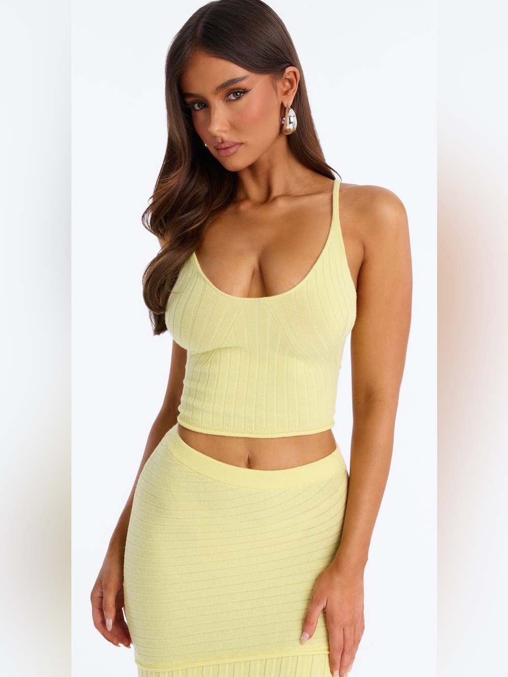 Fashion Nova Lemon Ribbed Maxi Skirt and top - Picture 2 of 2